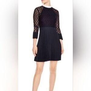 Sandro black lace fit and flare dress